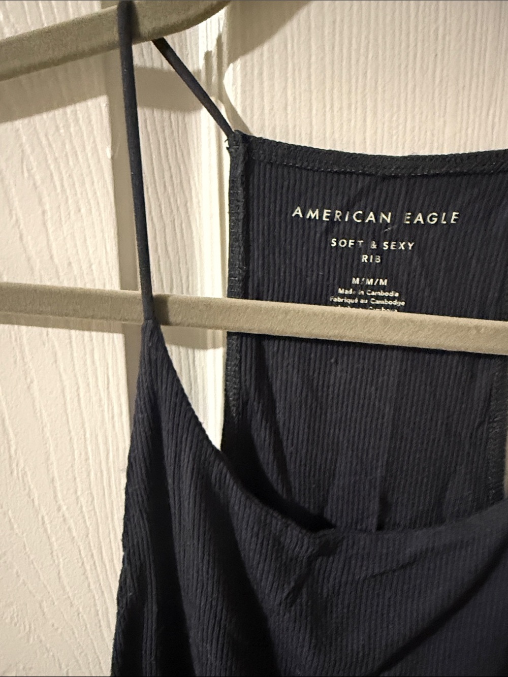 American Eagle Outfitters Dark Navy Ribbed Spaghetti Strap Cami - Picture 3 of 4